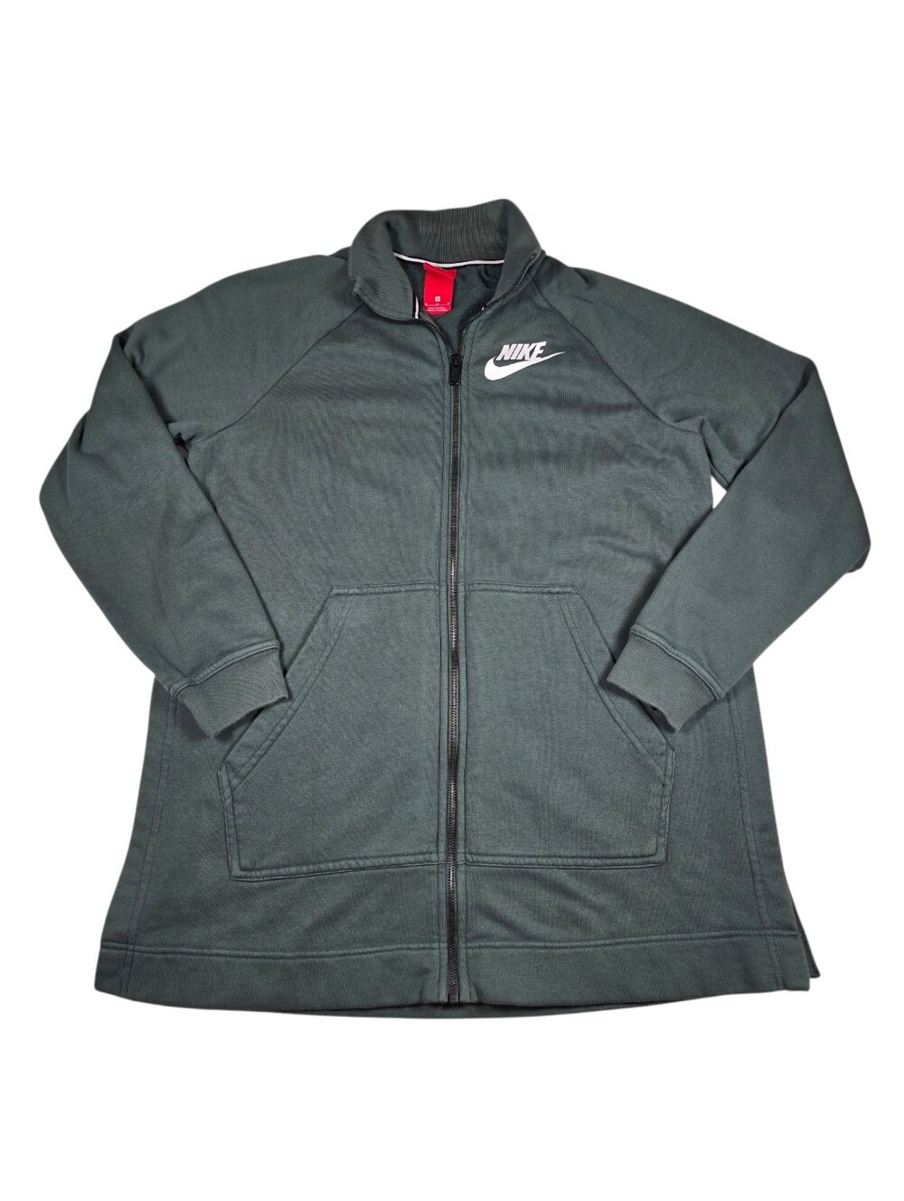 Nike Sportswear Olive Green White Logo Full Zip Fleece Rally Jacket- Womens Sz M